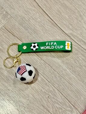 FIFA World Cup Green Soccer Keychain with Mini Ball